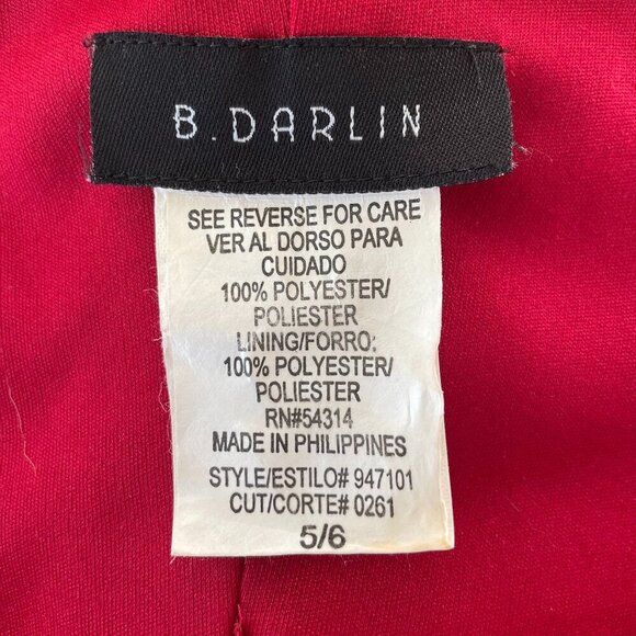 B. Darlin Red Cowl Neck Sleeveless Asymmetrical Hemline Paisley Dress, Size 5/6 - Picture 6 of 9